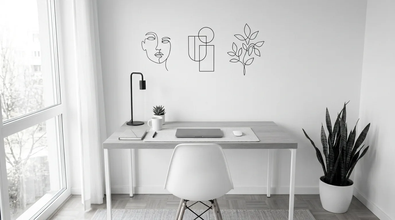 Try minimal line art for modern spaces